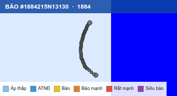 Quỹ đạo di chuyển của BÃO #1884215N13130 (1884)