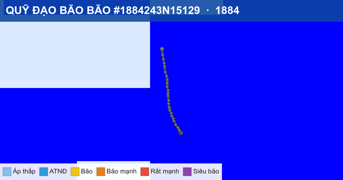 Quỹ đạo di chuyển của BÃO #1884243N15129 (1884)