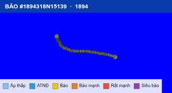 Quỹ đạo di chuyển của BÃO #1894318N15139 (1894)