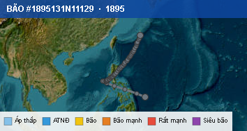 Quỹ đạo di chuyển của BÃO #1895131N11129 (1895)