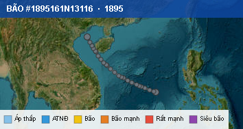 Quỹ đạo di chuyển của BÃO #1895161N13116 (1895)