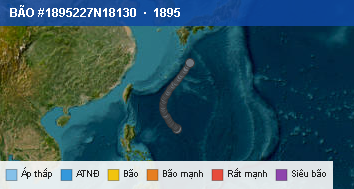 Quỹ đạo di chuyển của BÃO #1895227N18130 (1895)