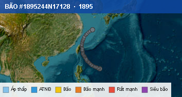 Quỹ đạo di chuyển của BÃO #1895244N17128 (1895)