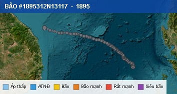 Quỹ đạo di chuyển của BÃO #1895312N13117 (1895)