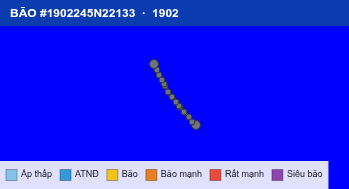 Quỹ đạo di chuyển của BÃO #1902245N22133 (1902)
