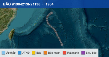 Quỹ đạo di chuyển của BÃO #1904213N21136 (1904)
