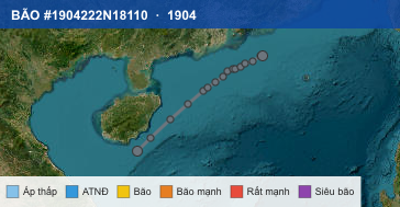 Quỹ đạo di chuyển của BÃO #1904222N18110 (1904)