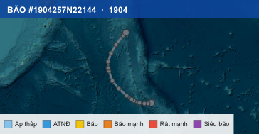 Quỹ đạo di chuyển của BÃO #1904257N22144 (1904)