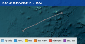 Quỹ đạo di chuyển của BÃO #1904304N16113 (1904)