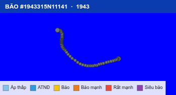 Quỹ đạo di chuyển của BÃO #1943315N11141 (1943)