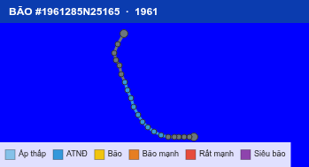 Quỹ đạo di chuyển của BÃO #1961285N25165 (1961)