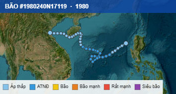 Quỹ đạo di chuyển của BÃO #1980240N17119 (1980)