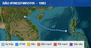 Quỹ đạo di chuyển của BÃO #1983274N15119 (1983)
