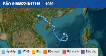 Quỹ đạo di chuyển của BÃO #1989221N17115 (1989)