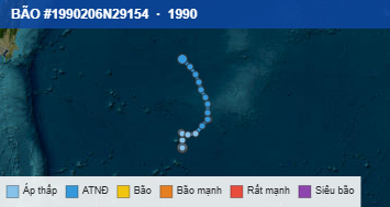 Quỹ đạo di chuyển của BÃO #1990206N29154 (1990)
