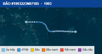 Quỹ đạo di chuyển của BÃO #1993223N07185 (1993)