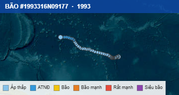 Quỹ đạo di chuyển của BÃO #1993316N09177 (1993)