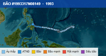 Quỹ đạo di chuyển của BÃO #1993317N08149 (1993)