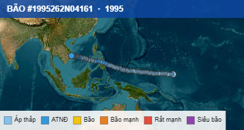 Quỹ đạo di chuyển của BÃO #1995262N04161 (1995)