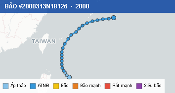 Quỹ đạo di chuyển của BÃO #2000313N18126 (2000)