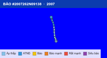 Quỹ đạo di chuyển của BÃO #2007262N09138 (2007)