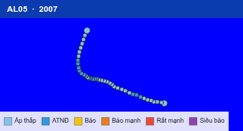 Quỹ đạo di chuyển của AL05 (2007)