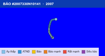 Quỹ đạo di chuyển của BÃO #2007330N10141 (2007)