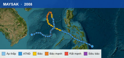 Quỹ đạo di chuyển của MAYSAK (2008)