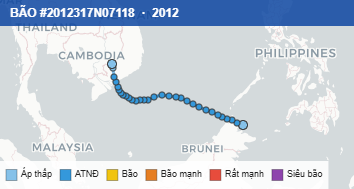 Quỹ đạo di chuyển của BÃO #2012317N07118 (2012)
