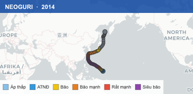 Quỹ đạo di chuyển của NEOGURI (2014)