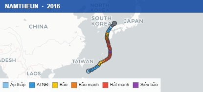 Quỹ đạo di chuyển của NAMTHEUN (2016)