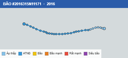 Quỹ đạo di chuyển của BÃO #2016315N11171 (2016)