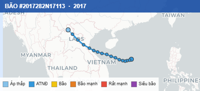 Quỹ đạo di chuyển của BÃO #2017282N17113 (2017)