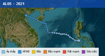 Quỹ đạo di chuyển của AL05 (2021)