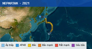 Quỹ đạo di chuyển của NEPARTAK (2021)