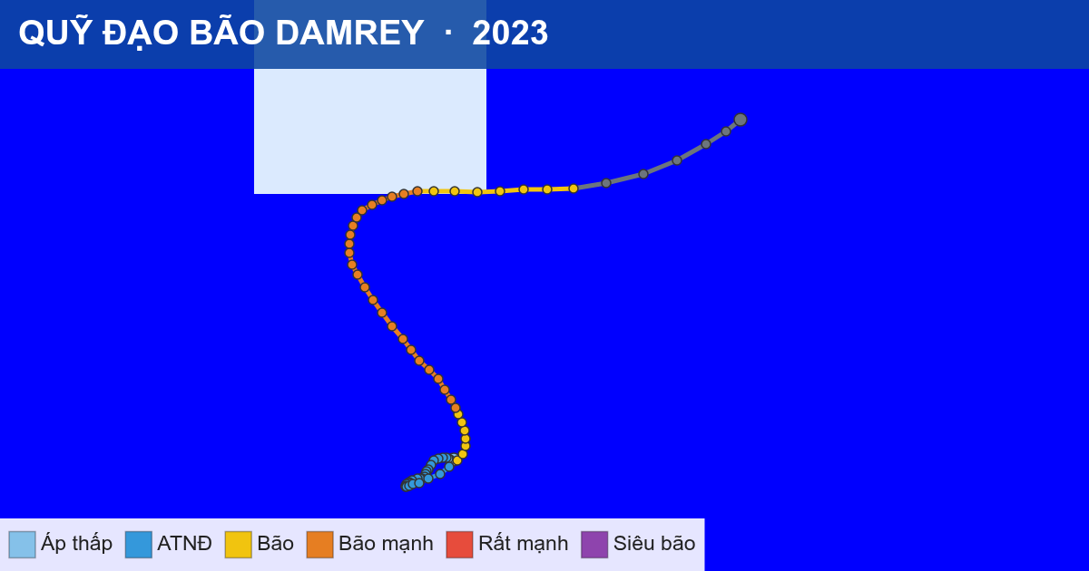 Quỹ đạo di chuyển của DAMREY (2023)