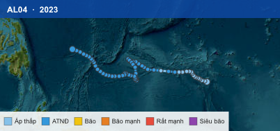 Quỹ đạo di chuyển của AL04 (2023)
