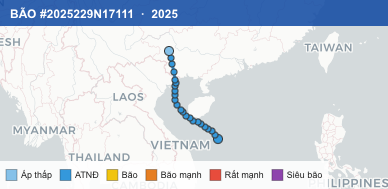 Quỹ đạo di chuyển của BÃO #2025229N17111 (2025)
